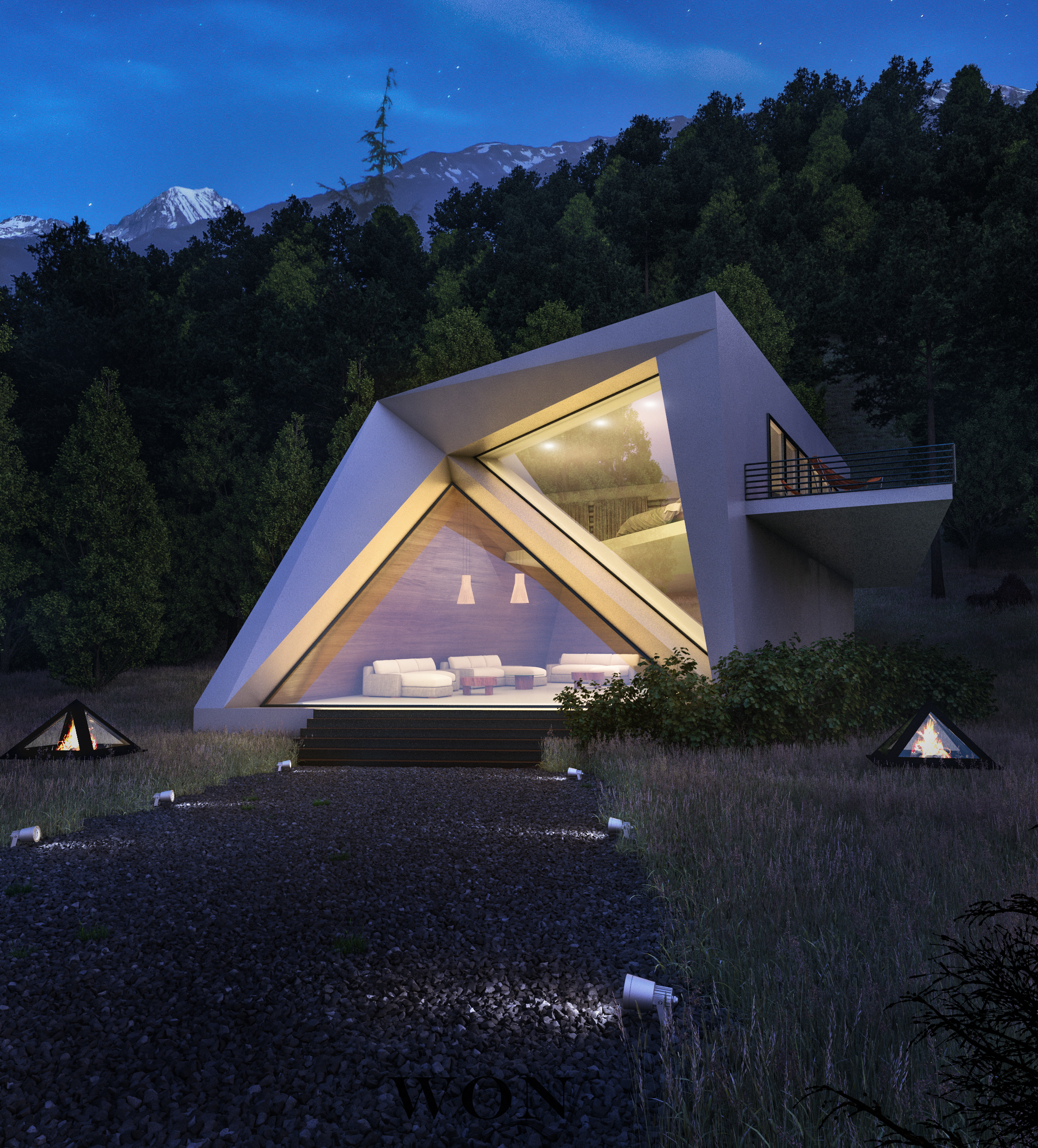 Mountain A-Frame Night